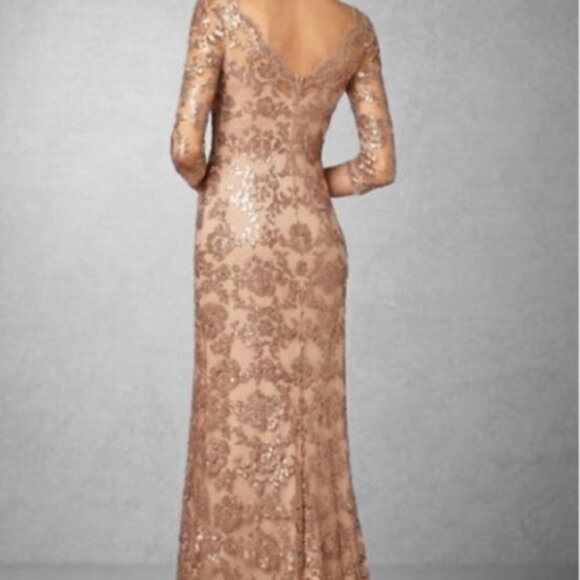 BHLDN Tadashi Shoji "Yvonne" Sequin Lace Overlay Dress Size 8 - Picture 6 of 11
